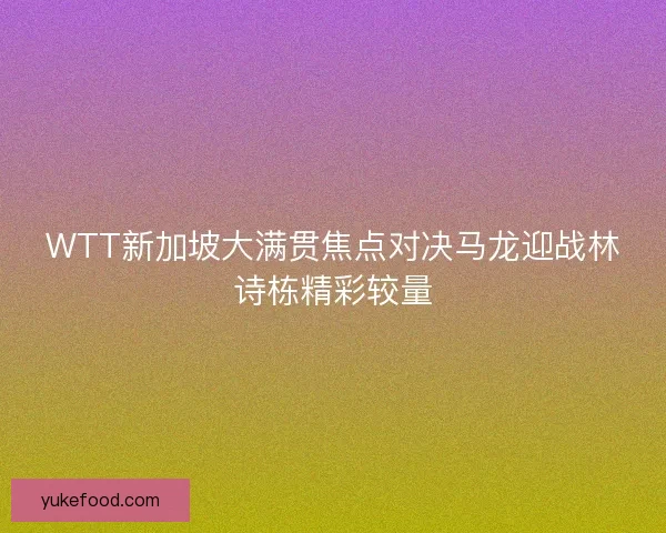 WTT新加坡大满贯焦点对决马龙迎战林诗栋精彩较量